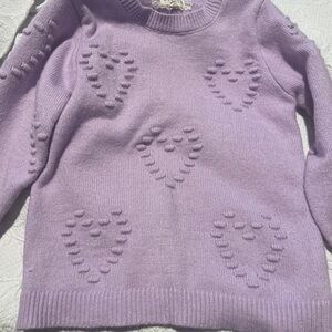 Purple Heart Patterned Girl’s Sz 10 pullover Sweater